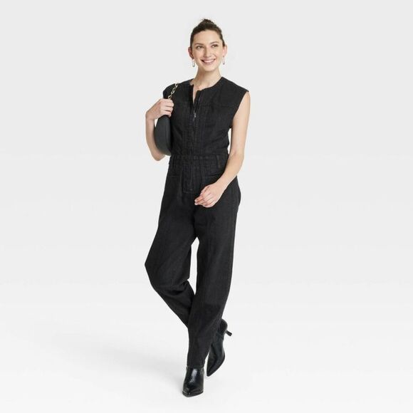 Universal Thread - Women's Tailored Denim Jumpsuit - Universal Thread Black - Picture 3 of 3